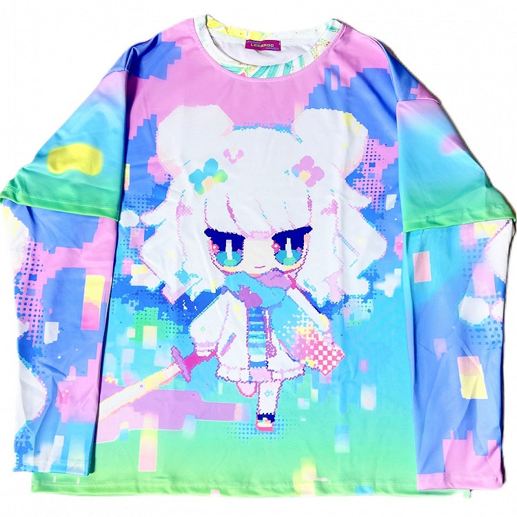 Print Colorful Sleeves Y2K Cartoon Top Long