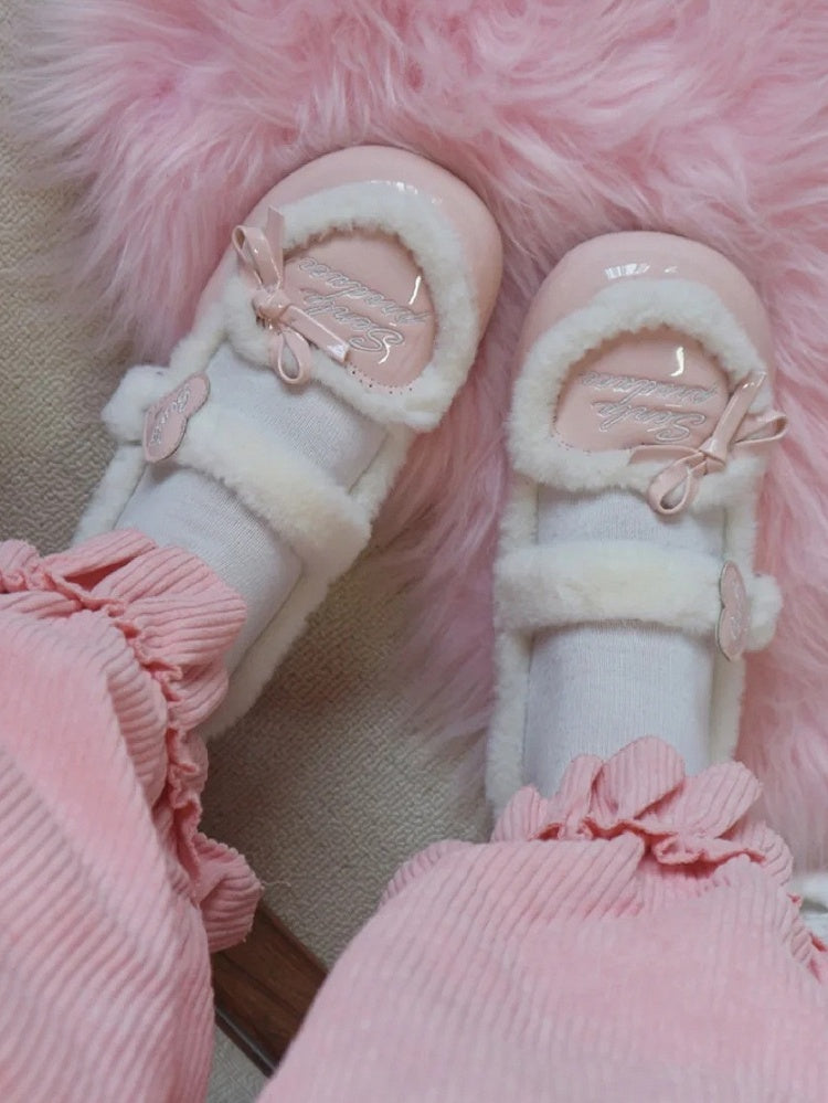 Top Heart Pink Sweet Cozy Fleece Lining at Lolita Flats