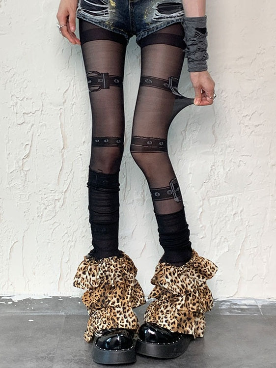 Black Punk Buckle Tights