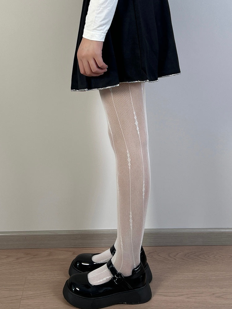 Strumpfhose mit schwarz/weiß/braunem Streifenmuster