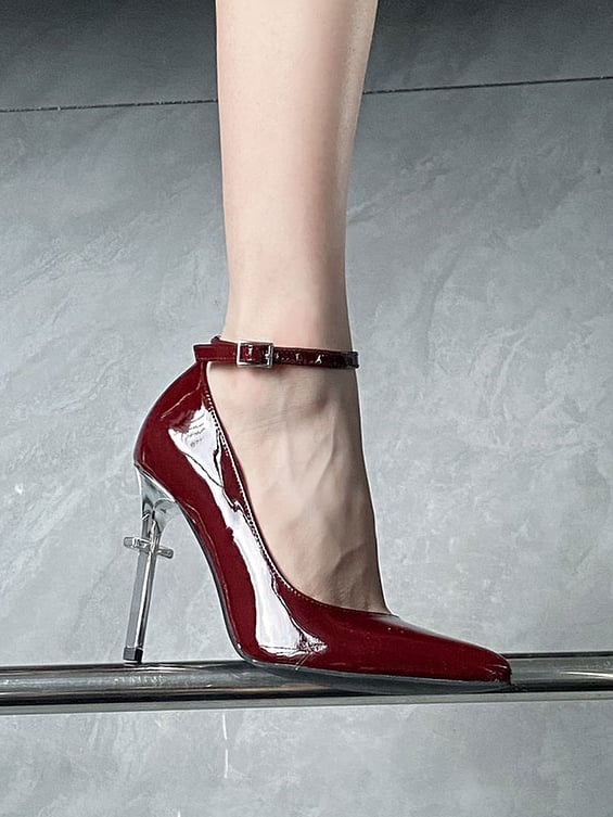 Design Red Heel Pointed Toe Gothic High Cross Heels