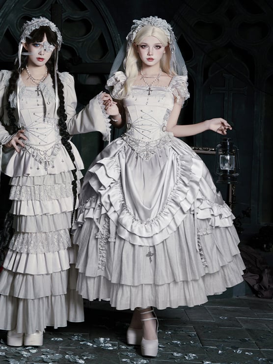 Silver Candelabra Corset Swan Boned Top Embroidery Waist