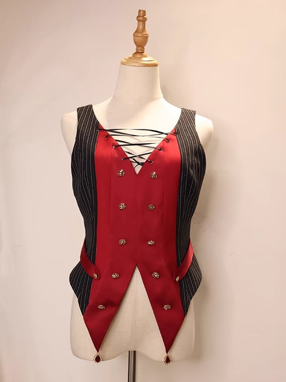 Ouji Red and Waistcoat Fashion Striped Black