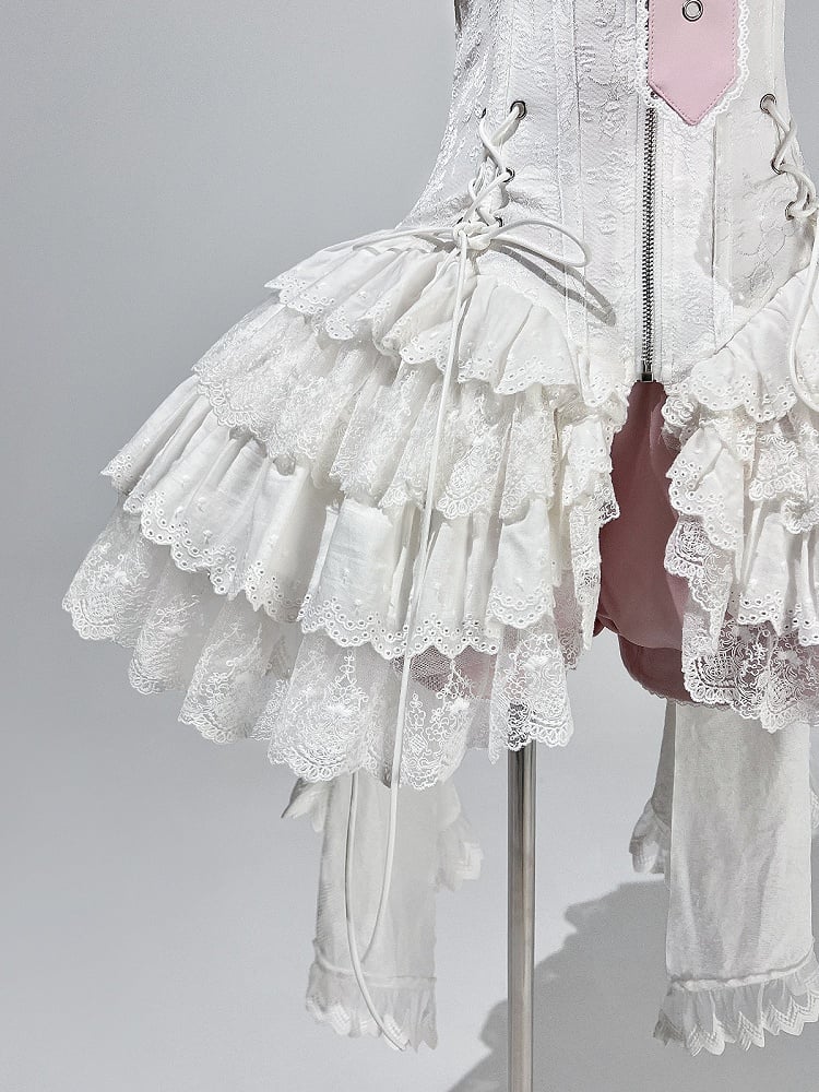 Straps Spaghetti JSK Lolita Pink Balletcore White Corset + Dress