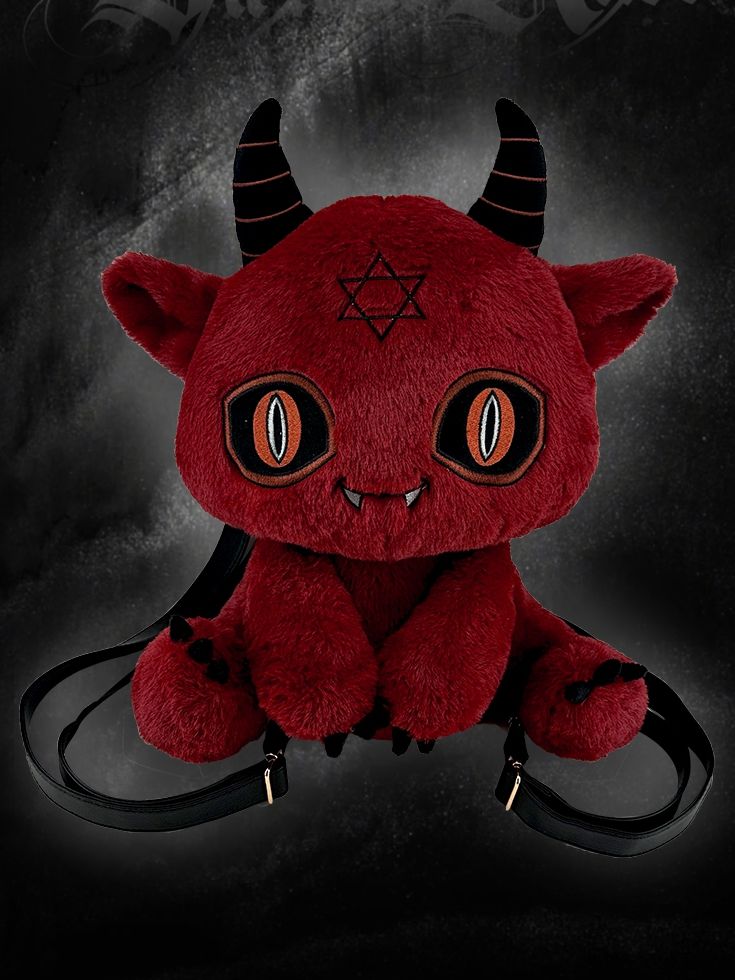 Red Devil Gothic Plüsch Rucksack Tasche