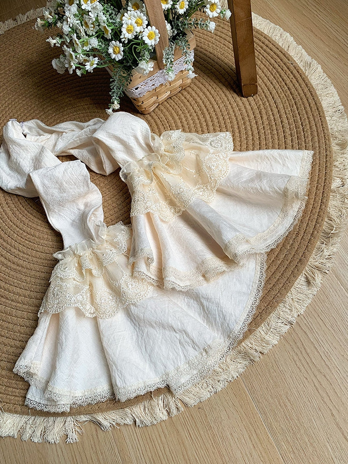 White Black Sleeves / Detachable Bell Beige