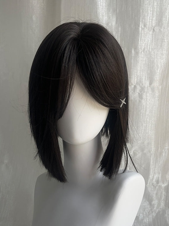 Black Tea Shoulder Length Straight Synthetic Wig