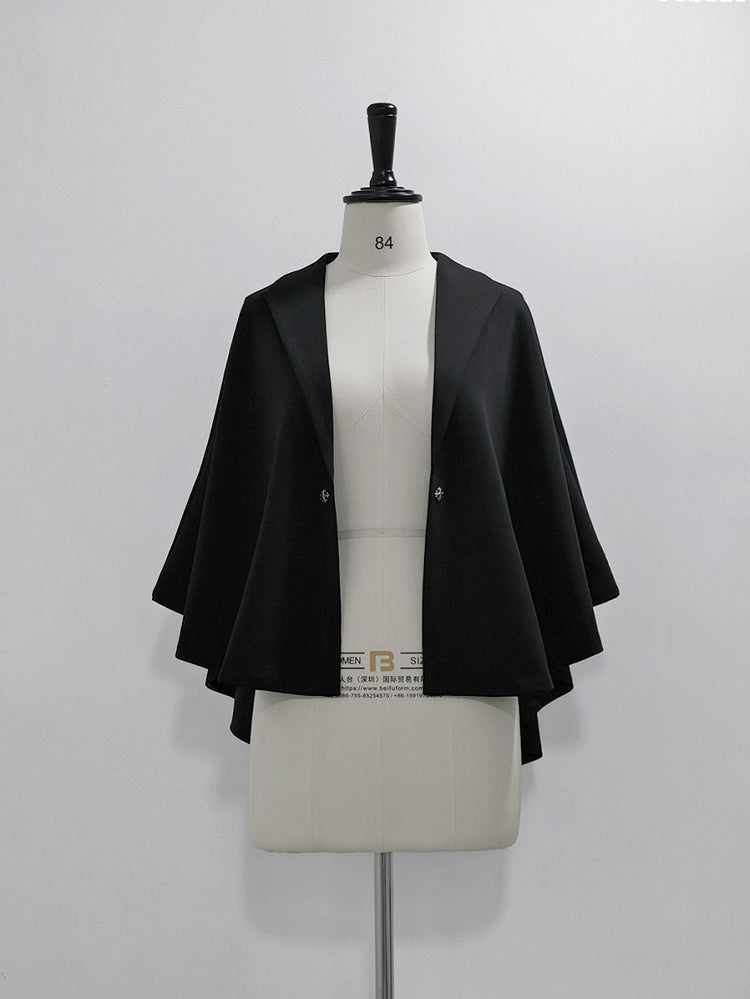 Fashion Ouji Hem Lolita Black Cape High-low