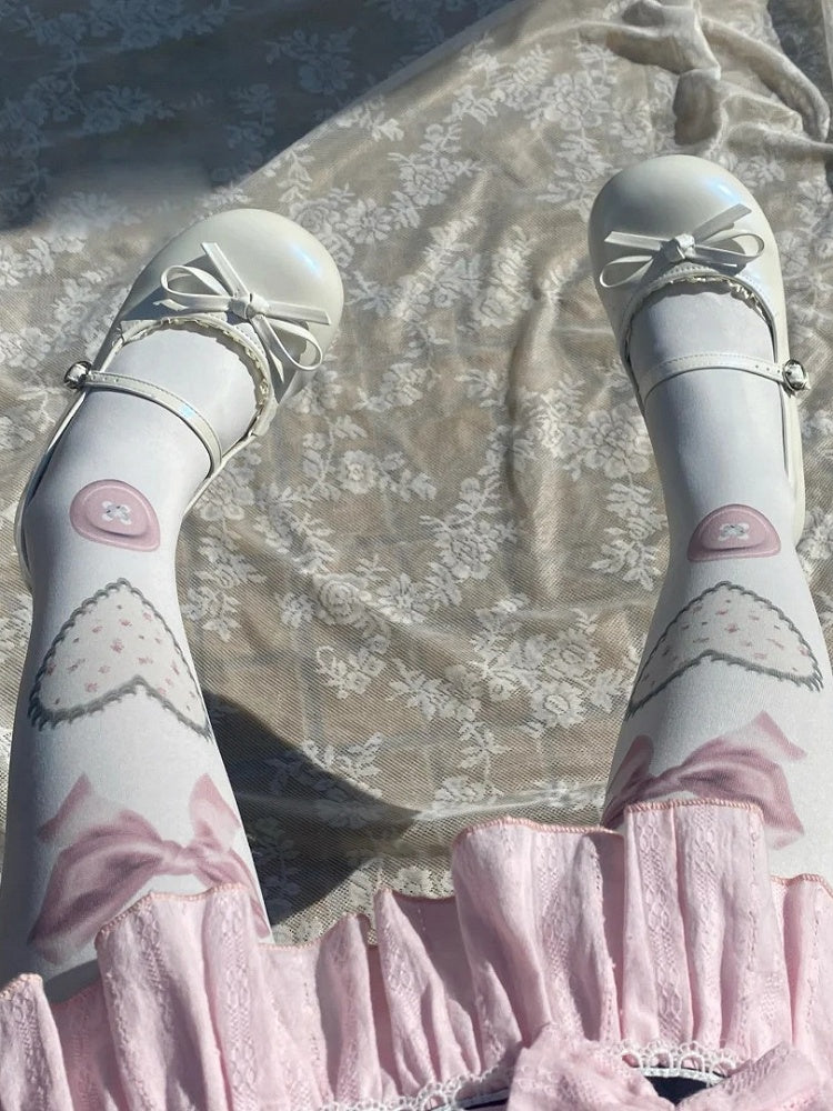 Flache weiße Schuhe Mary in Round Jane Sweet - Lolita