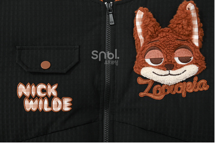 Doudoune noire Zootopia Nick Applique à manches détachables
