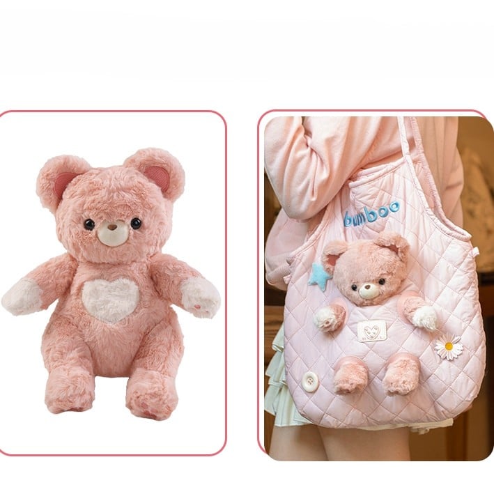 With 4 Pink Crossbody Design Plushie Bag Detachable Cut-out Options