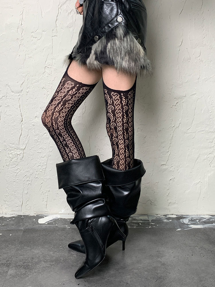 Dark Gothic Black Punk Suspender Tights