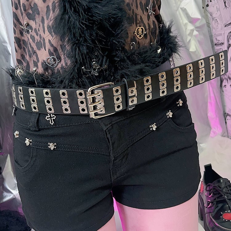 PU Belt Black/Red/White Punk Waist Rock