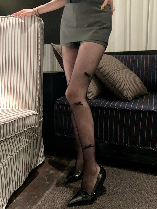Details Tights Bowknot Black/Gray/White