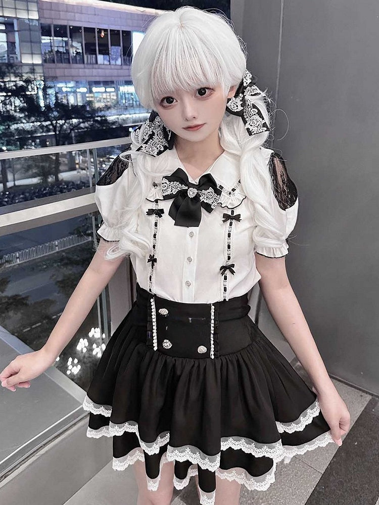 Pony 70CM Weiß Länge Gewellte Perücke Gothic Mit Luft
