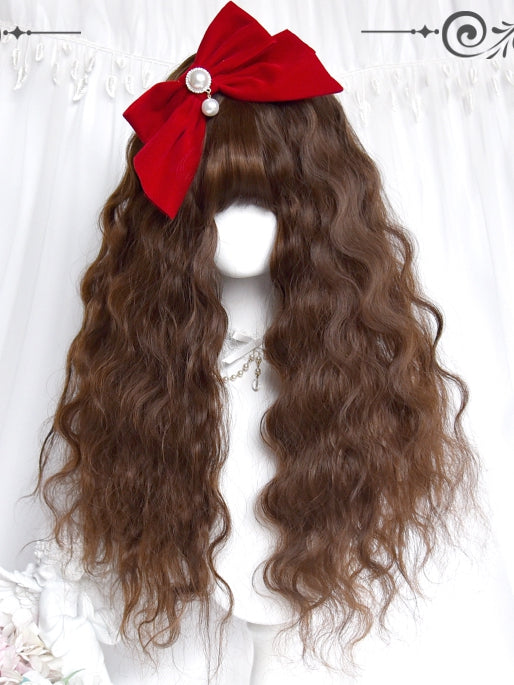 With Long Bangs 60cm Curly Brown Wigs