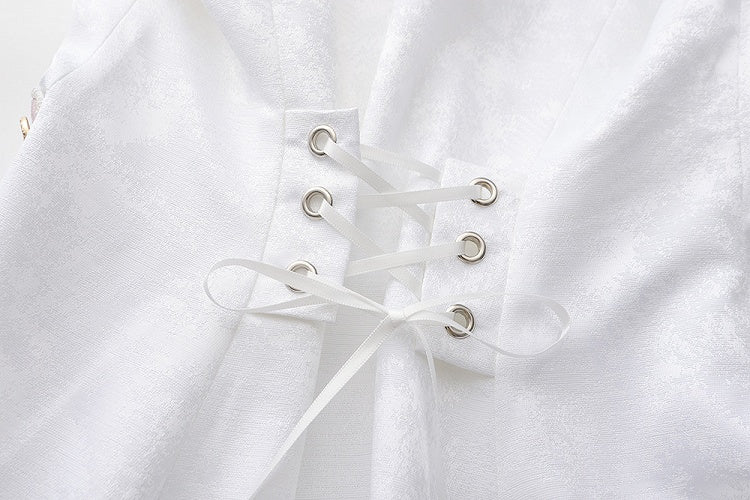 and Aristocrat Long Fashion Waistcoat White Pink Ouji Lolita