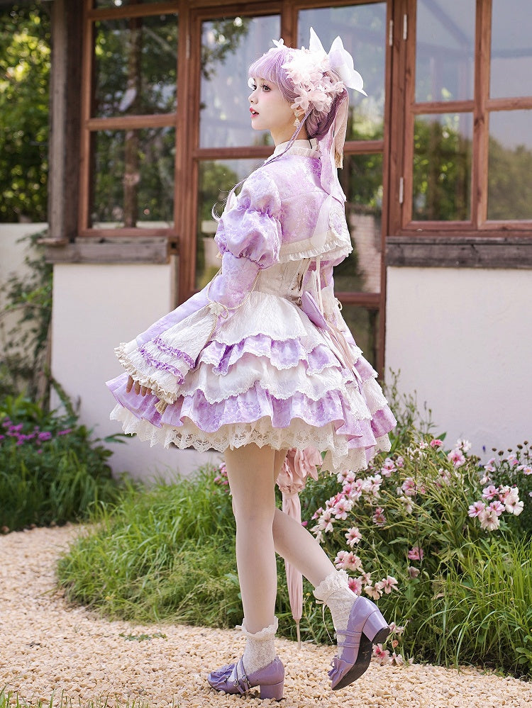 Jacquard Lila Bolero Roben Quaste