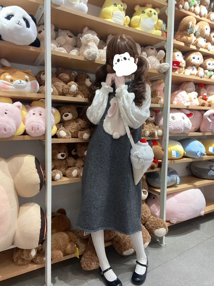 Yume Kawaii – Weiße Umhängetasche aus Plüsch in Eiscremeform