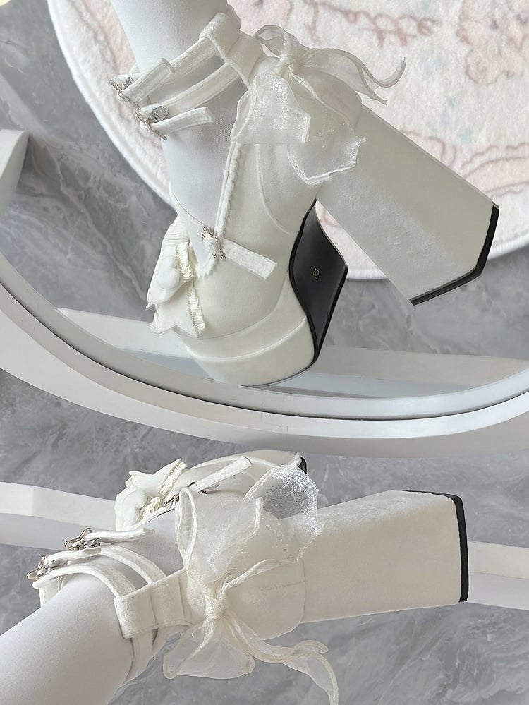 11CM bei Sweet Bow Heels High Lolita Plateau weißes Top