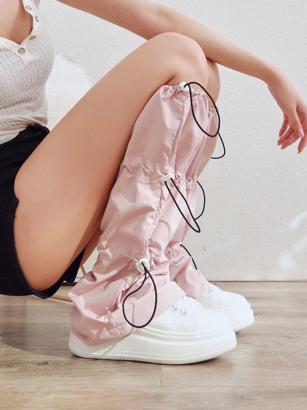 Grey/Pink/Dark Grey Drawstring Leg Warmers