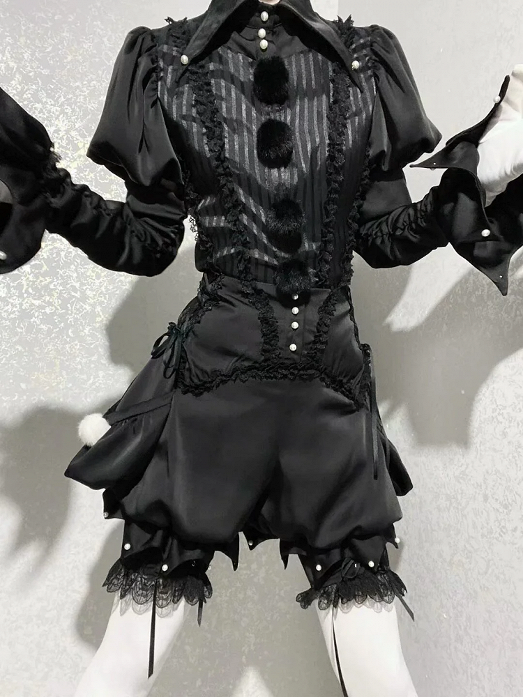 - Outfit Vibes Clown Pointed Collar Black Lolita Ouji Circus
