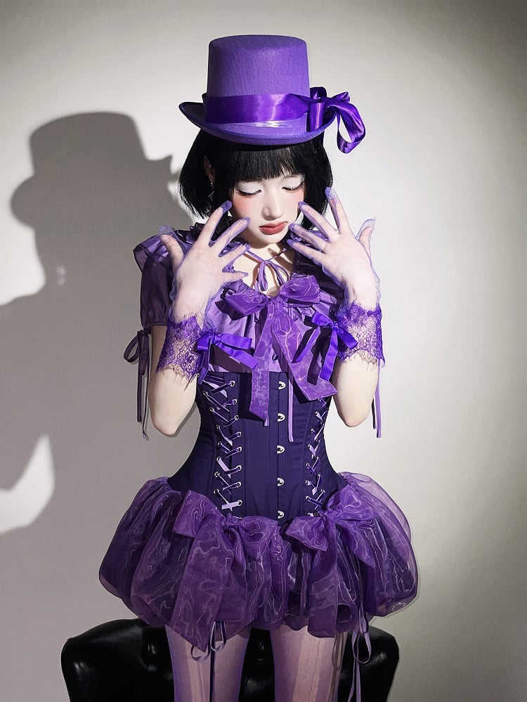 Shorts High Lolita Waist Gothic Super Corset Purple