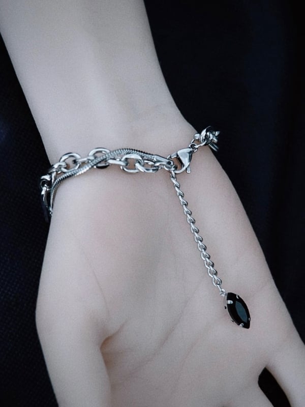 Bracelet Silver Cross Y2K Charm Gothic