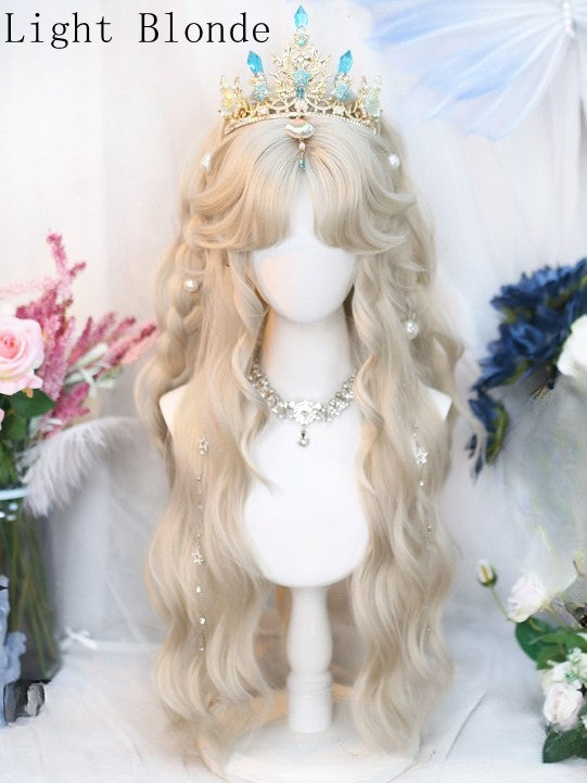 Mit gewellter Perücke Curtain Bangs 70-75CM Blond/Braun/Hellblond