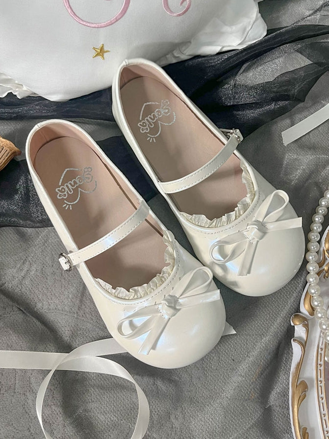 Flache weiße Schuhe Mary in Round Jane Sweet - Lolita