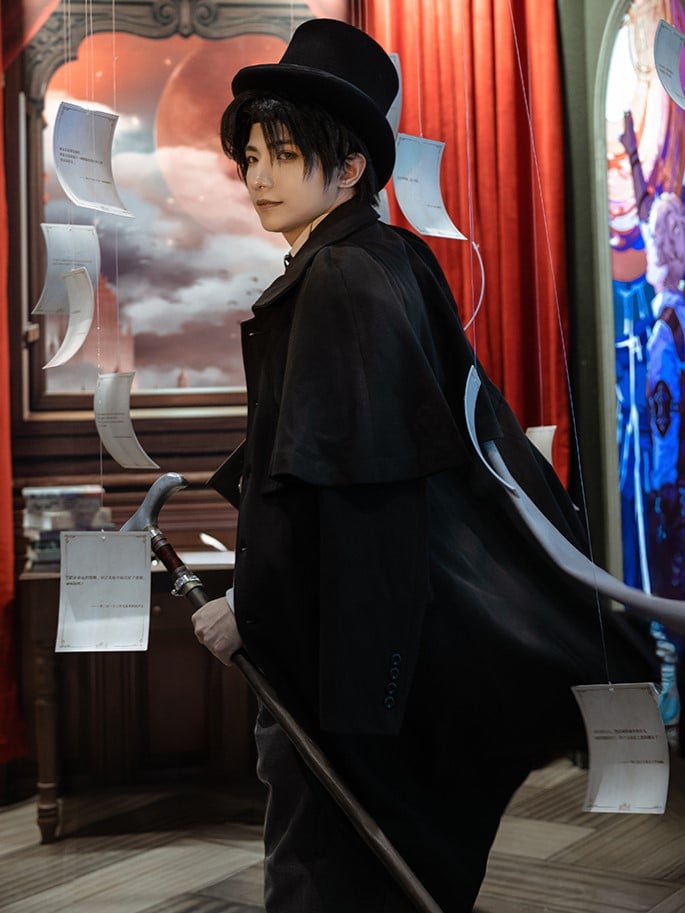 Coat Steampunk Black Detachable Cape