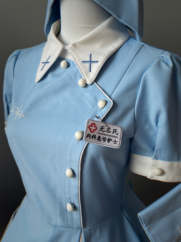 ブルーのハロウィンコスチューム ナースロリータドレス フルセット