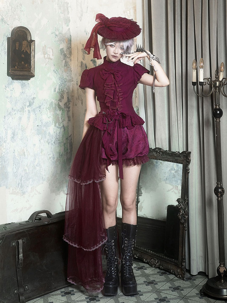Purple Puff Short Sleeves Gothic Lolita Blouse