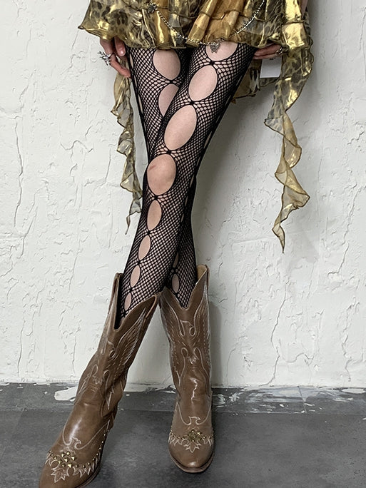 Y2K Design Tights Cut-out Black/Red/White/Gray