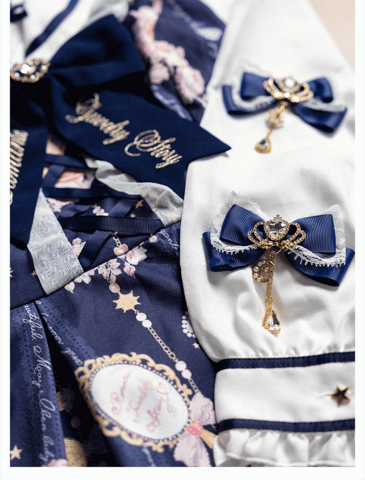 Celestial Collection Moon Options Jirai Kei Bowknot Hairclips with Beaded Chain Gemstone Star 5 Color