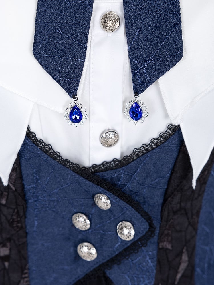 Coat Dark Gothic Pieces Ouji Set Prince Three Lolita Blue White +