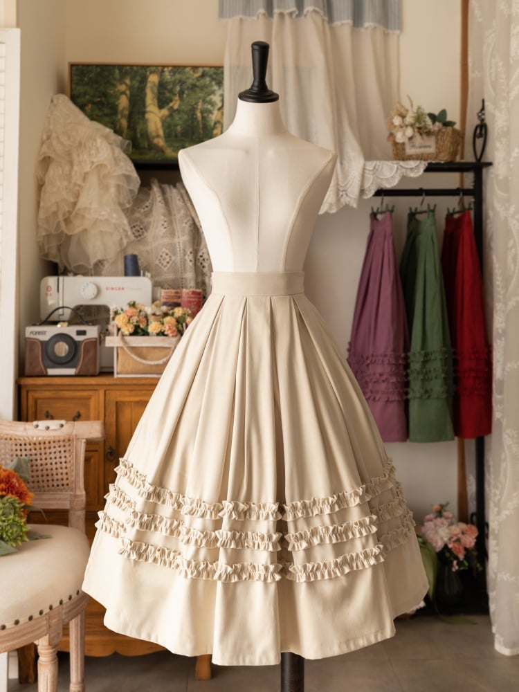 Jupe Lolita classique à volants blanc crème