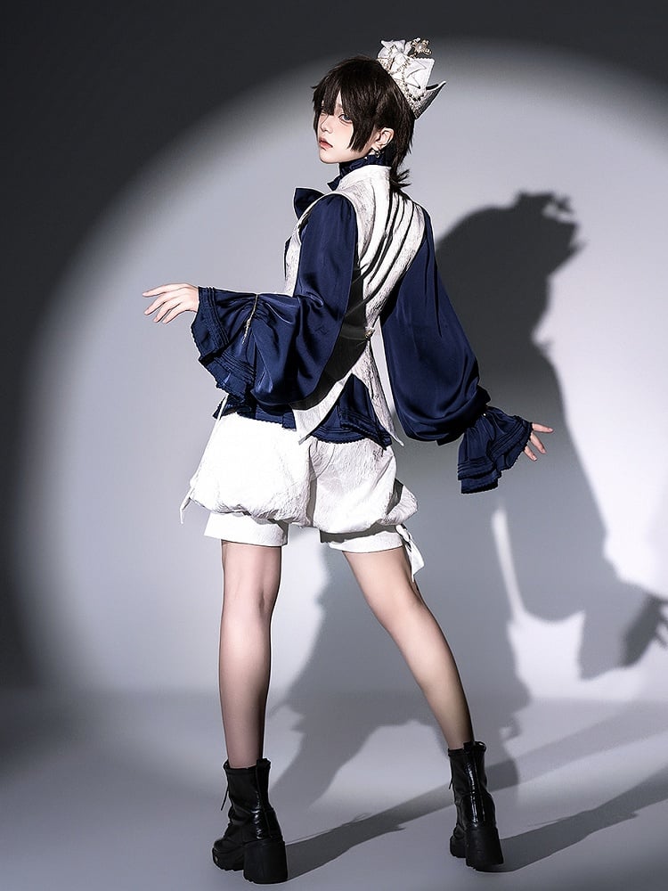White Prince Lolita Collar Waistcoat Ouji Jacquard Banded