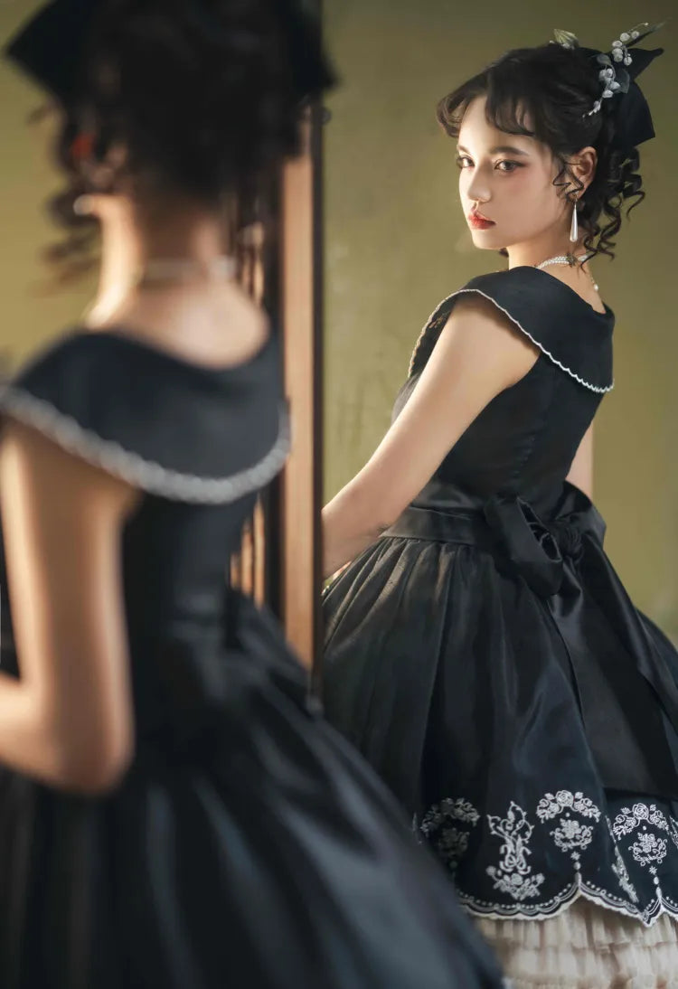 Lily Embroidery Dress Beige Lolita Valley of Black Classic the