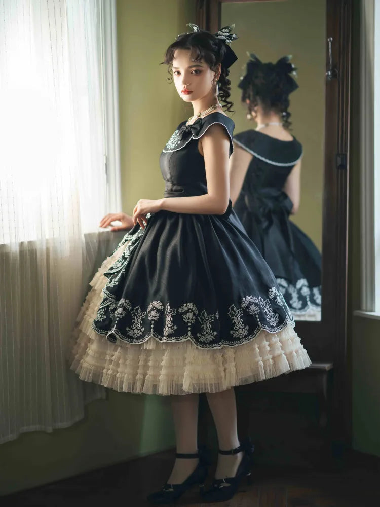 Lily Embroidery Dress Beige Lolita Valley of Black Classic the