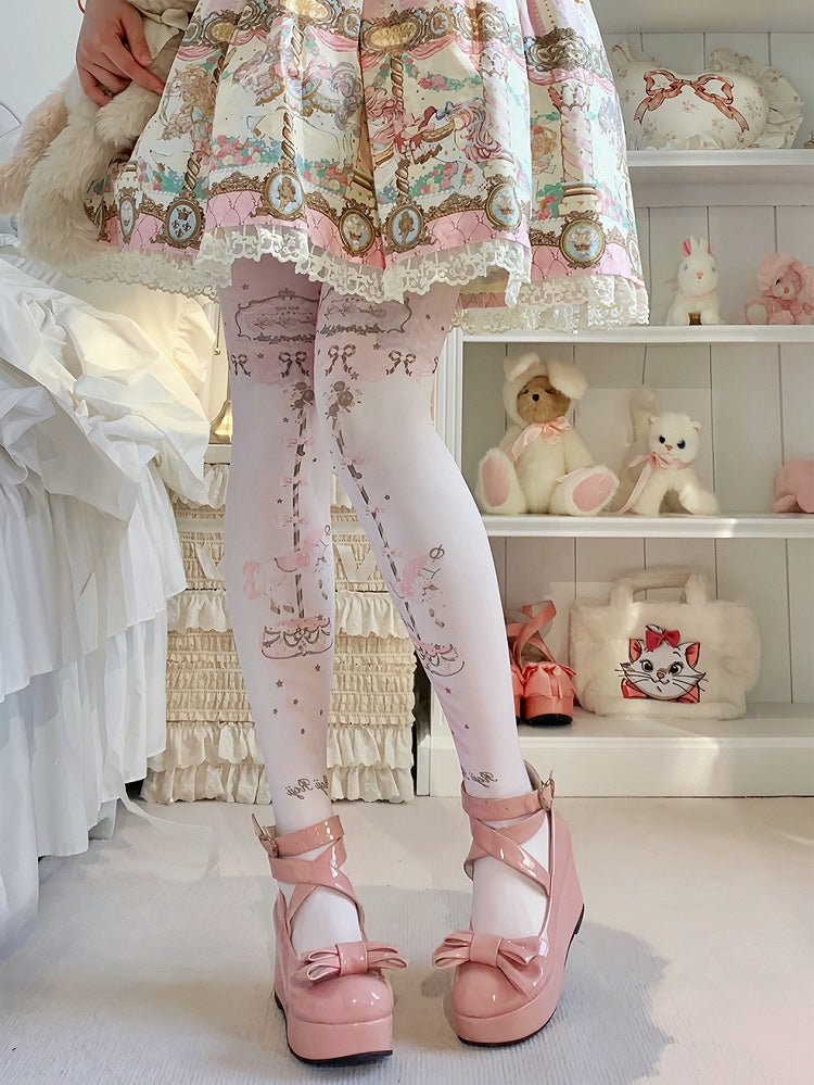 Carousel Print Sweet Lolita Tights