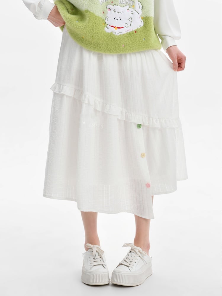 White Asymmetrical Hem Skirt