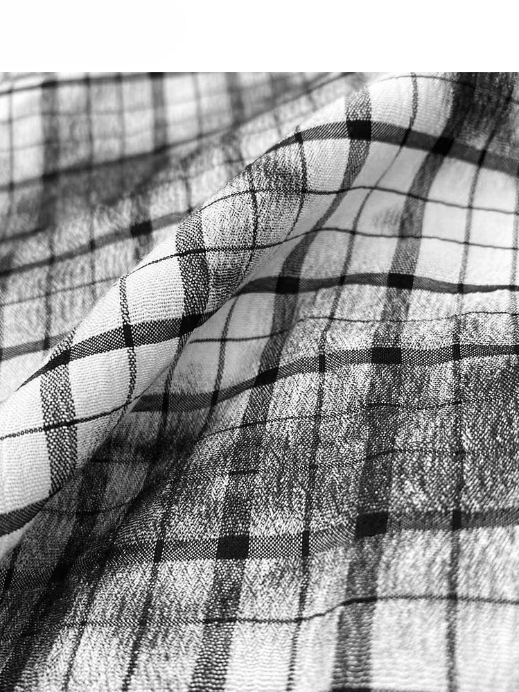 Plaid Handkerchief BlackWhite Y2K Pattern Skirt Hem