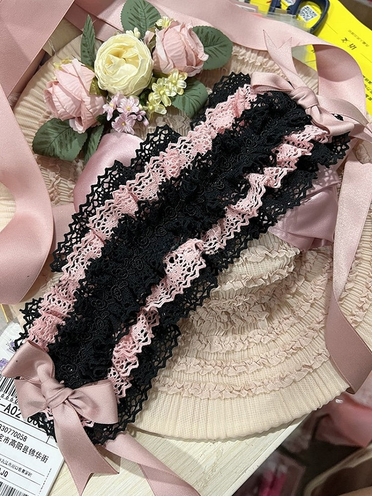 Color Blocked Hairband Color Options 9 Lace Lolita Multi-layer –