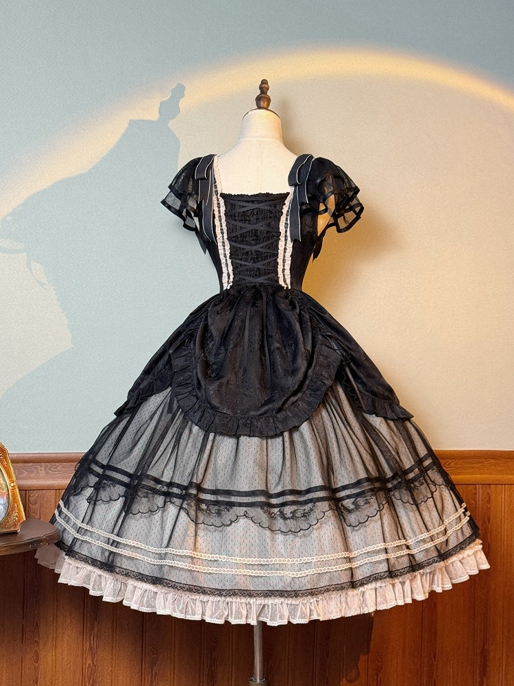 Boned Basque Waist Elegant Under Bust Classic Lolita Jumper Skirt
