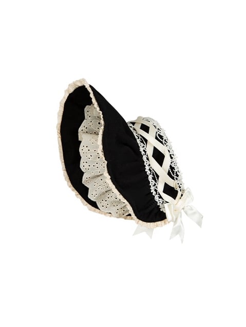 Beige Black and Lolita Bonnet