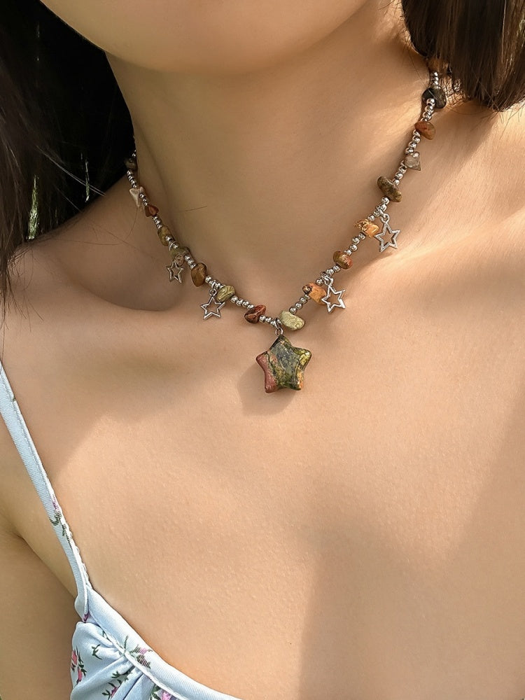 ウェイストランドパンクサンドストーンスターペンダントY2Kネックレス