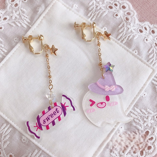 Ear Ghost Candy Star Charms Clips Purple with and