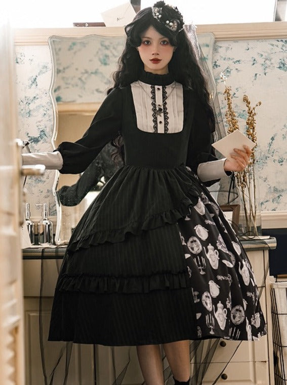 Suspender Skirt + Elegant Puzi Blouse Print Design Original With Kula