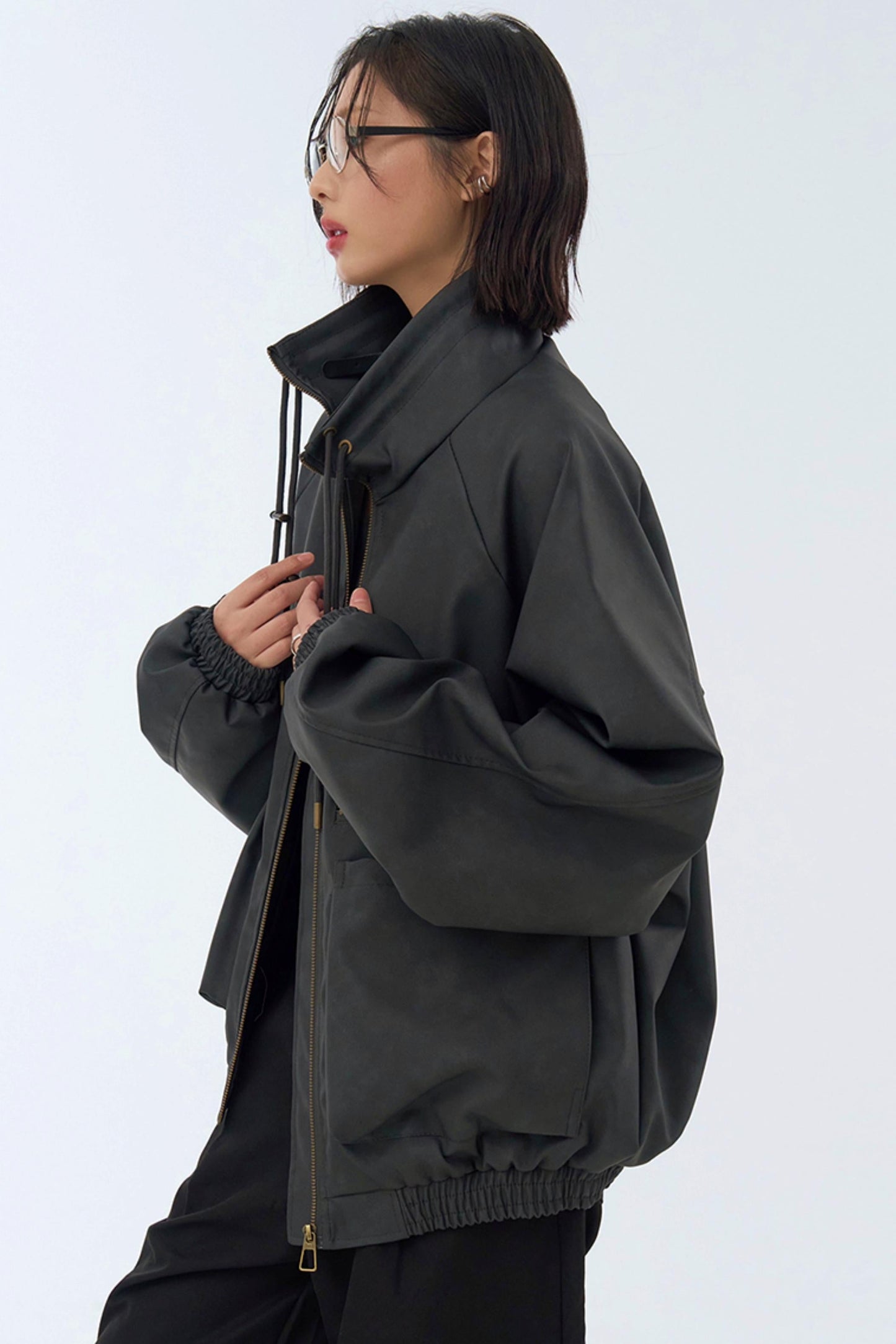 Retro Stand Leather Collar Jacket